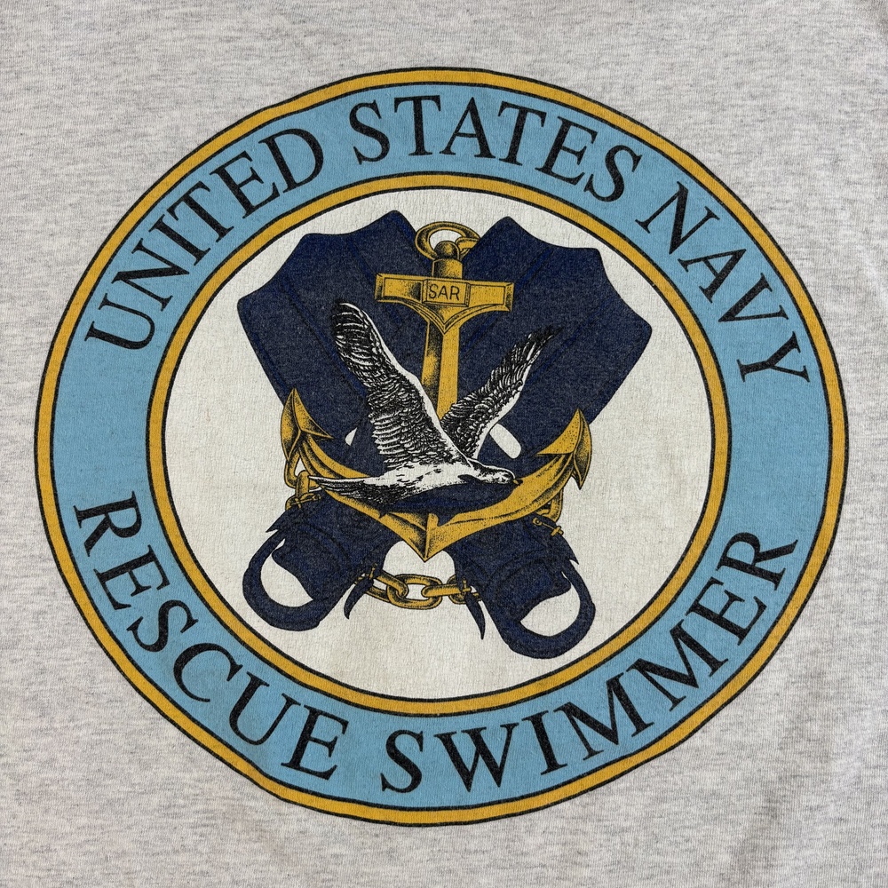 United States Navy Rescue Swimmer Shirt Mens Medium Gray Gildan Graphic Tee EC